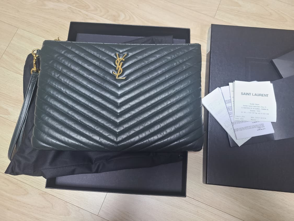 생로랑 클러치 다크그린 상품이미지1