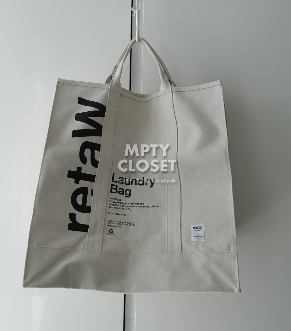 Retaw x Fragment 프라그먼트 캔버스 런드리백 네츄럴 상품이미지3
