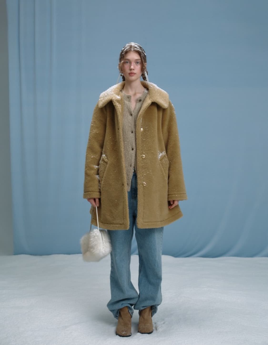 더바넷 캐롤 테디 울 코트 베이지 상품이미지1