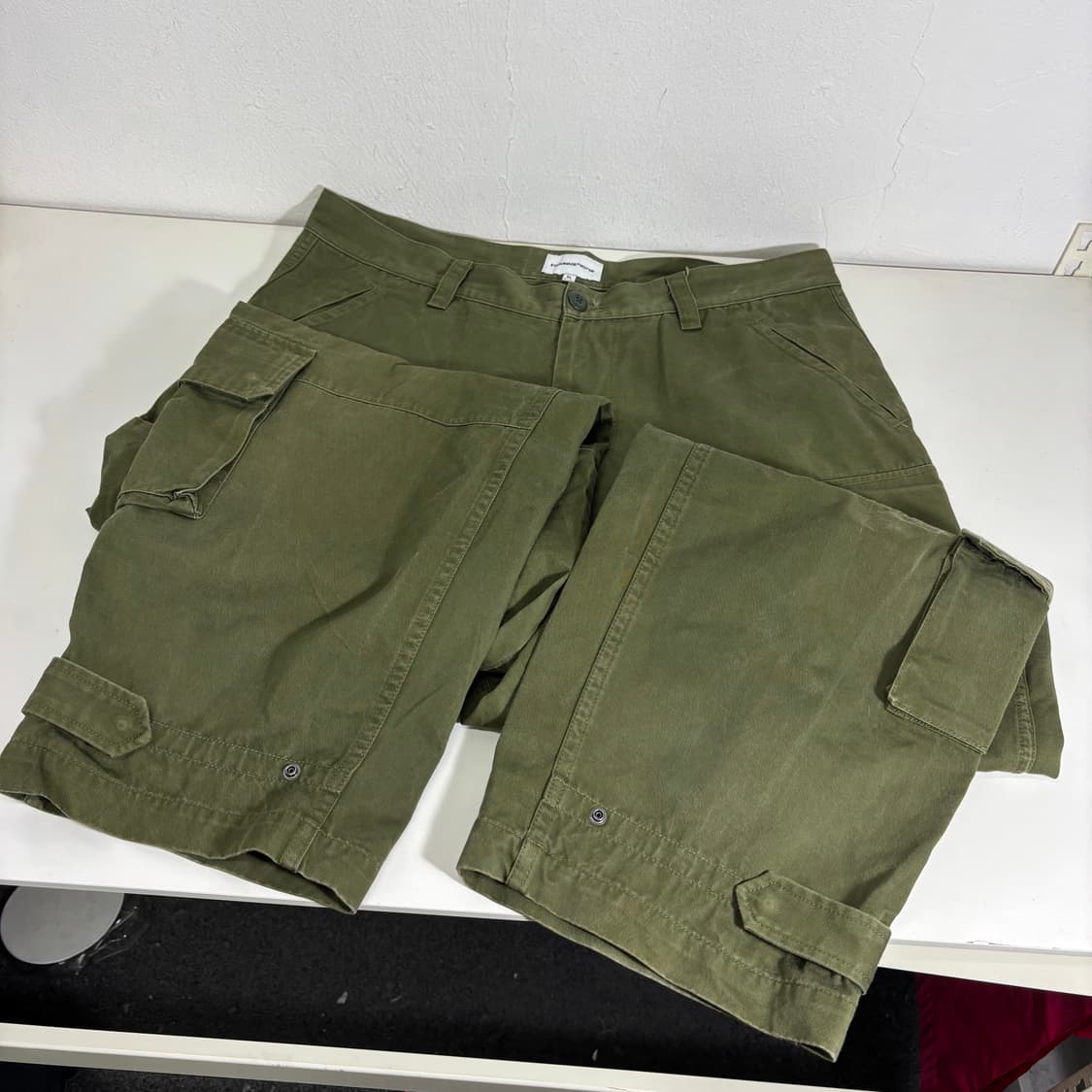 XL 에스피오나지 카키 와이드일자핏 코튼 카고팬츠 상품이미지3