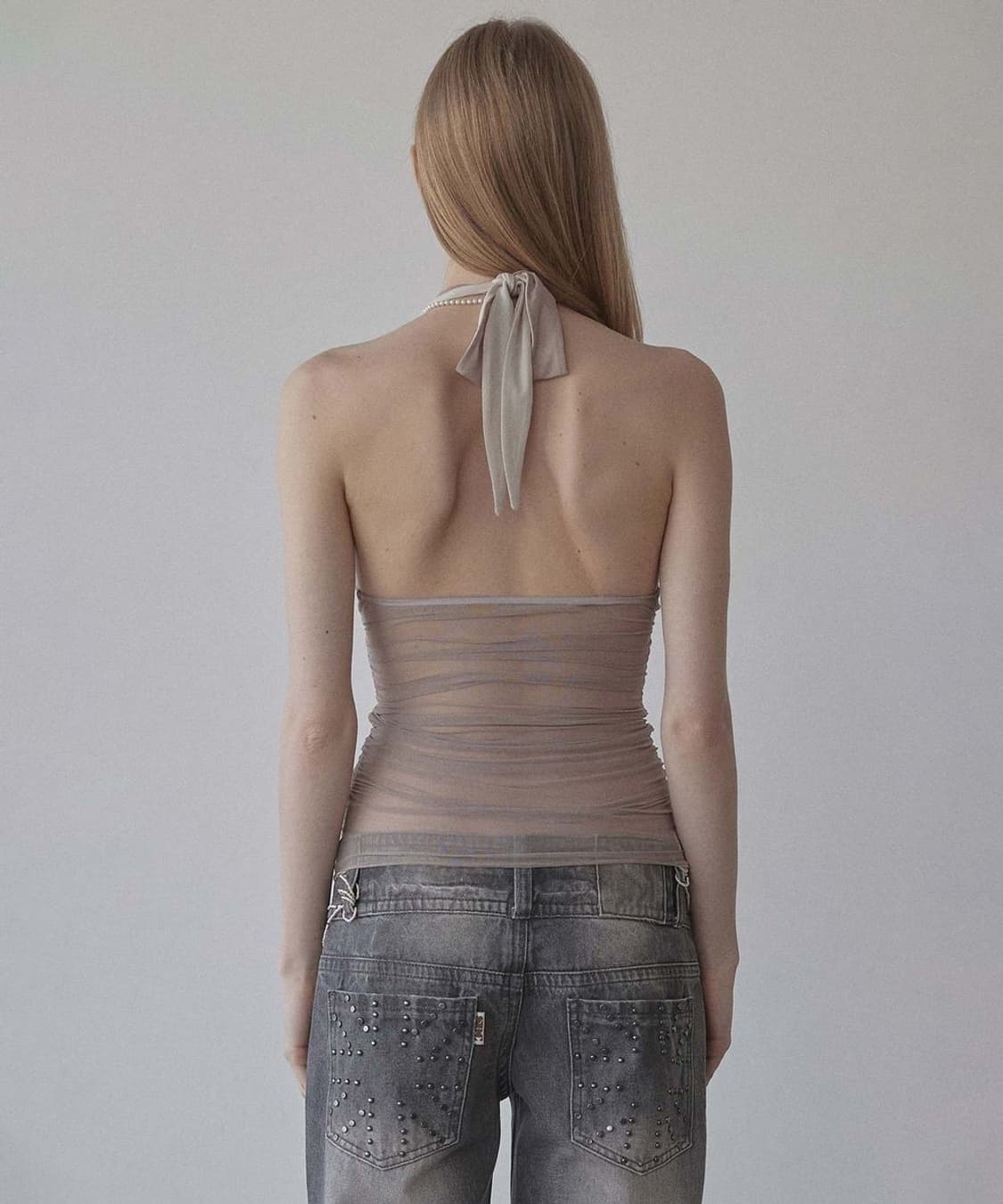 스컬프터 Beaded Mesh Halter Top Skin 상품이미지3