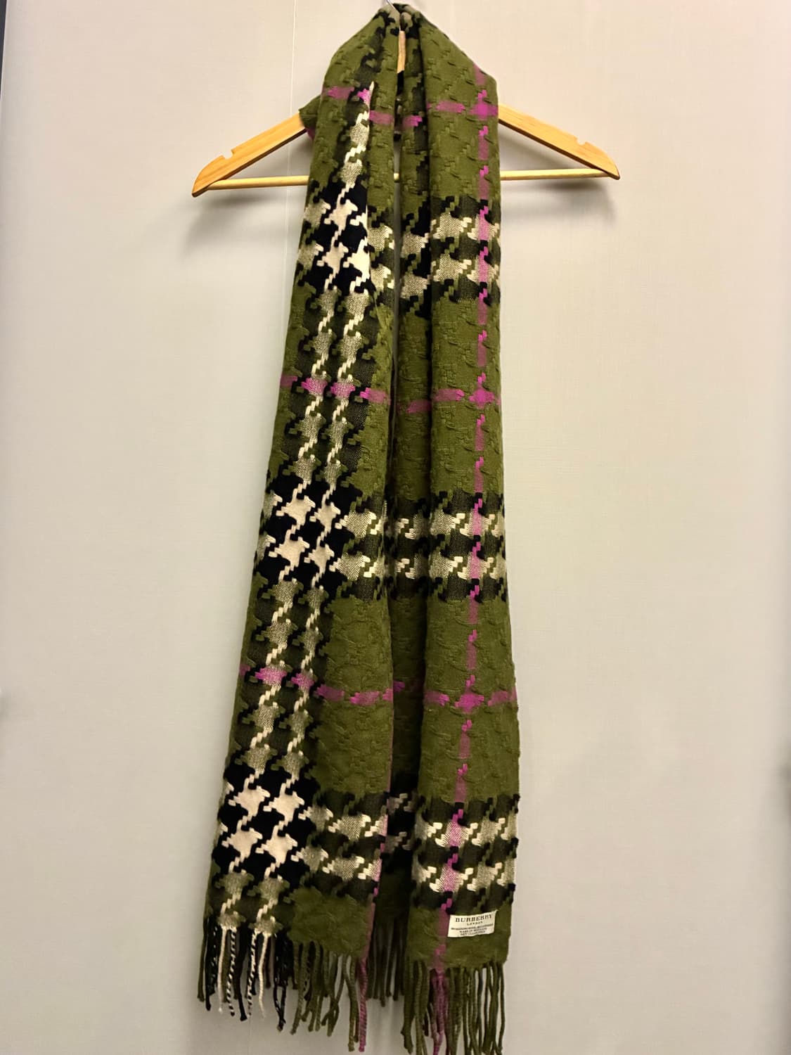 BURBERRY 버버리 하운드투스 체크 울 캐시미어 롱 머플러 목도리 상품이미지7