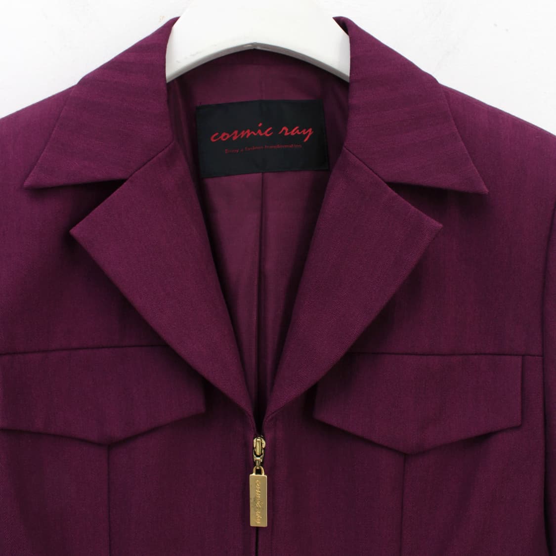 일본 빈티지 퍼플 와인 써머 울 자켓 스커트 세트 상품이미지6