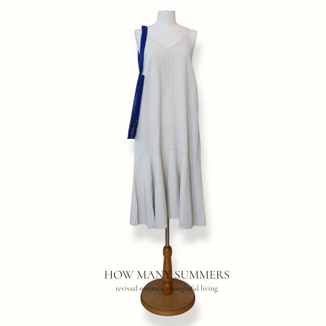 앤트마리 린넨 레이온 롱 원피스 베이지 브이넥 나시 상품이미지1