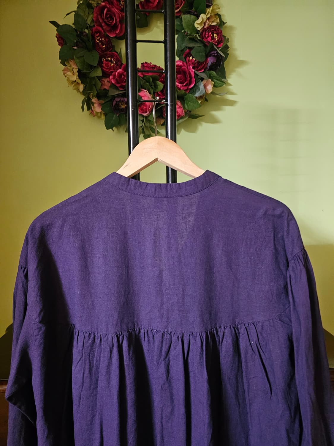 보라색 레이스배색 광목원피스 상품이미지4