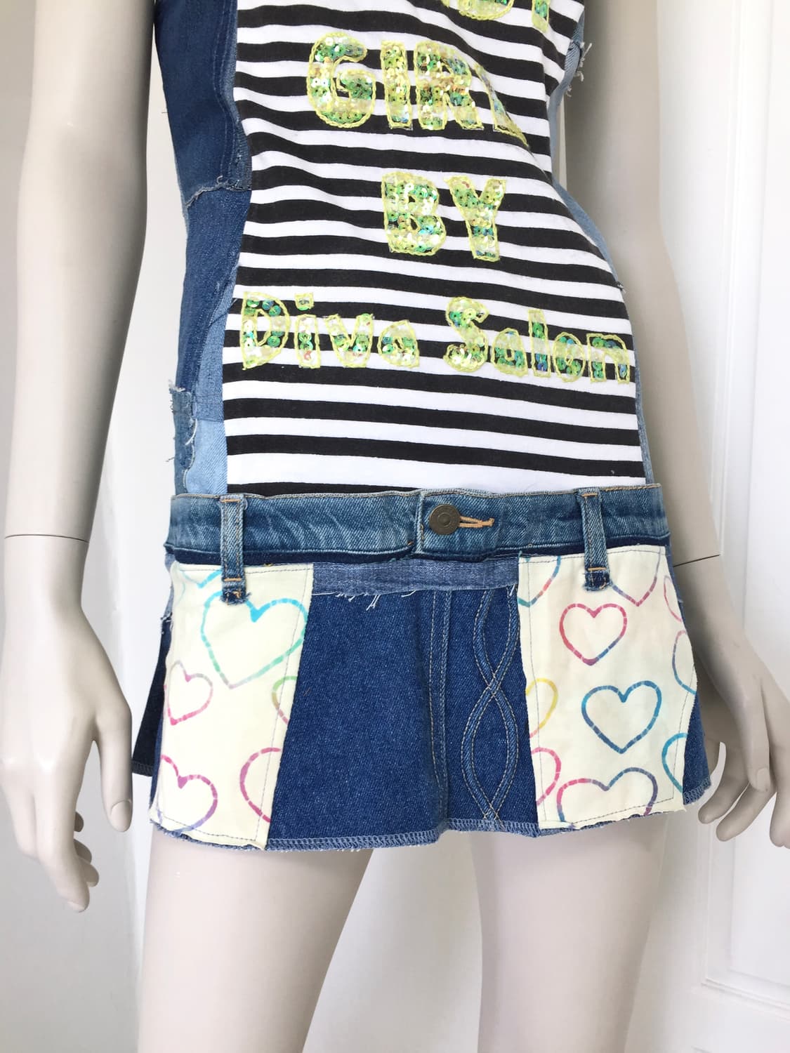 Rare Patchwork Denim Lettering Dress 상품이미지8