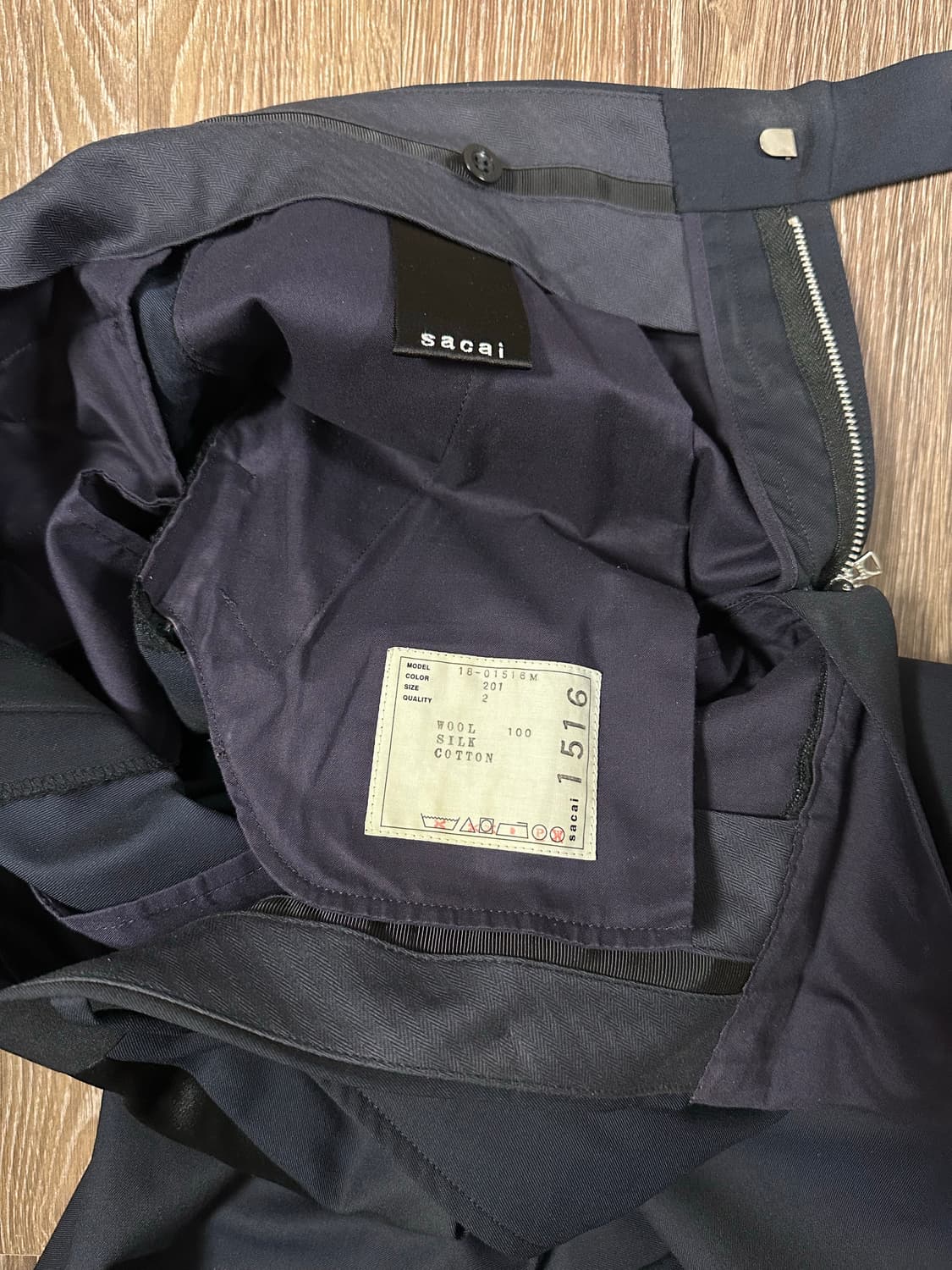 Sacai 네이비 턱시도 울 팬츠 2사이즈 상품이미지3