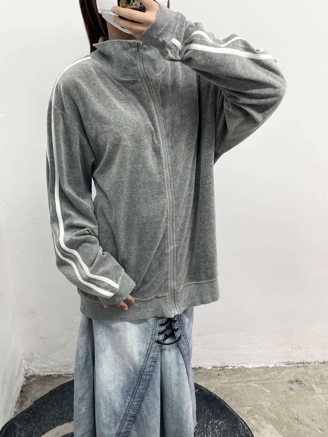 케파 그레이 벨로아 루즈 집업  상품이미지4