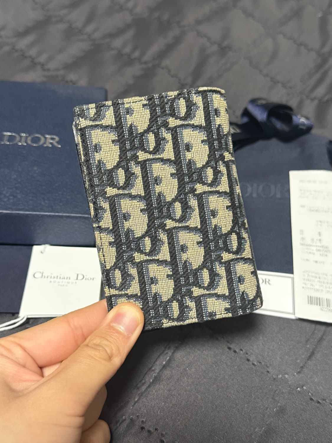 디올 오블리크 자카드 오거나이저 카드지갑 베이지 상품이미지5