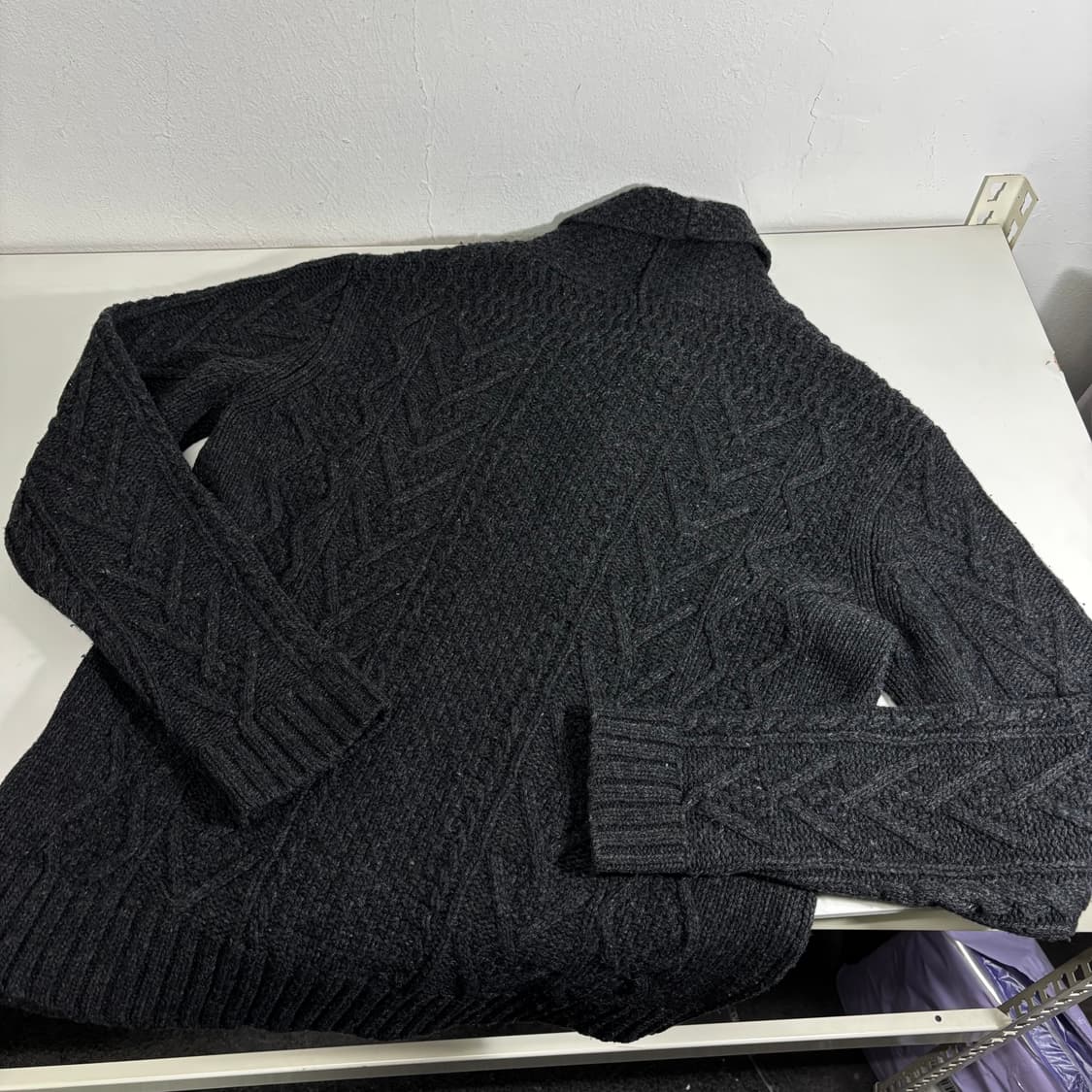 95-100 L 비바스튜디오 챠콜 꽈베기 숄카라 울 가디건 상품이미지3