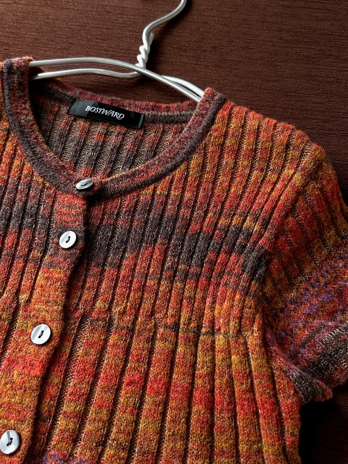 Mohair blend panel knit cardigan top 상품이미지3