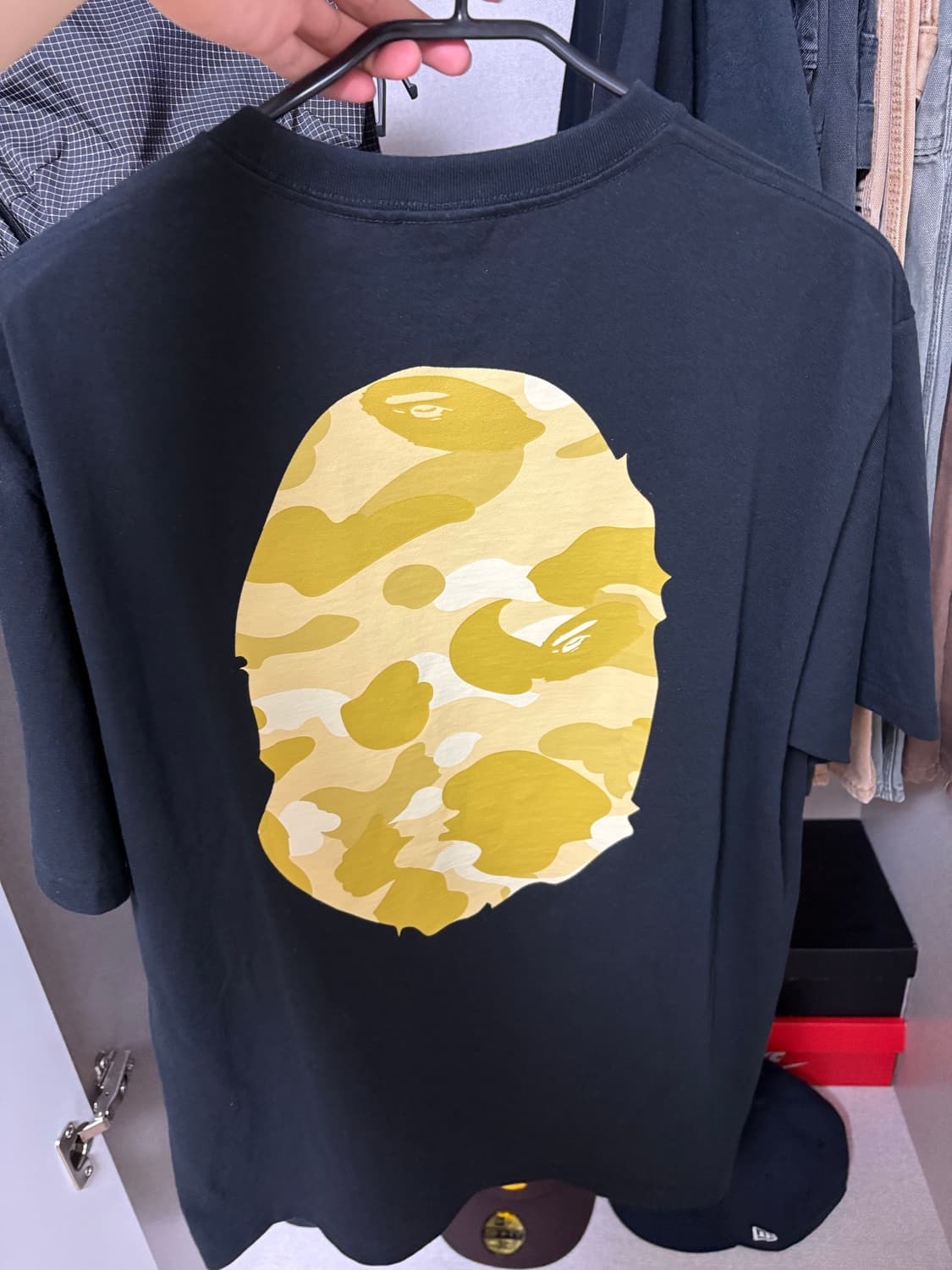 베이프 컬러 카모 빅 에이프 헤드 티셔츠 블랙 옐로우 xl 상품이미지2