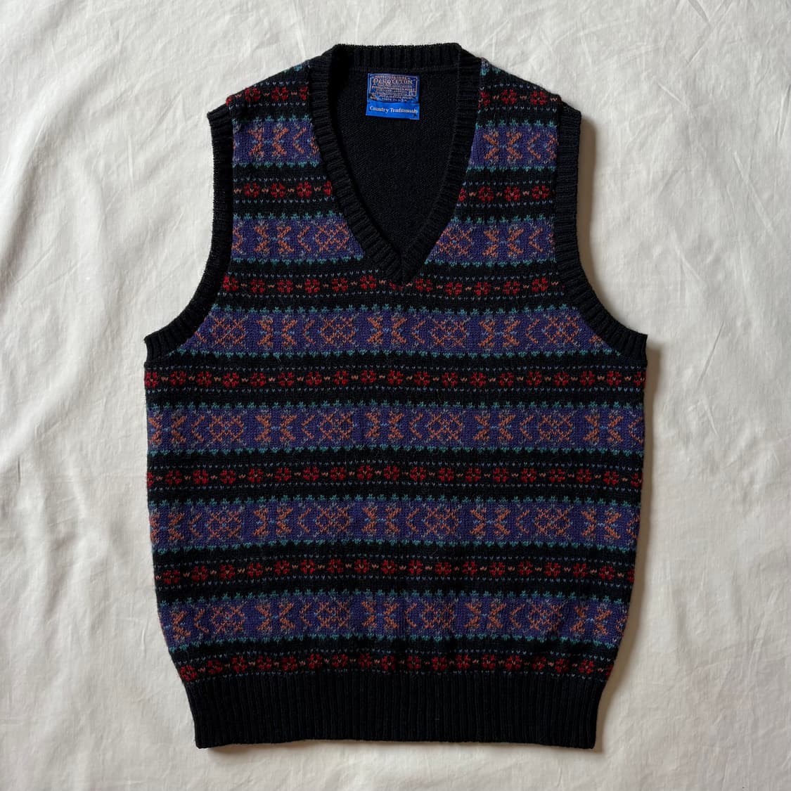70s USA 펜들턴 페어아일 울 니트 베스트( L / 102) 상품이미지1
