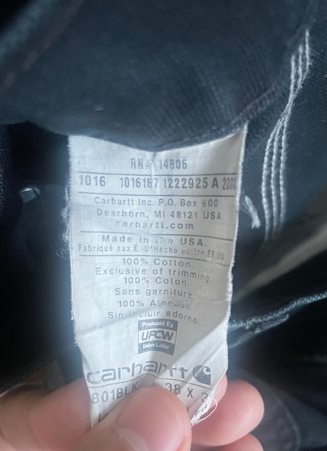 OG USA Made 칼하트 B01 더블니 블랙 칼하트 썩블니 카펜터 상품이미지5