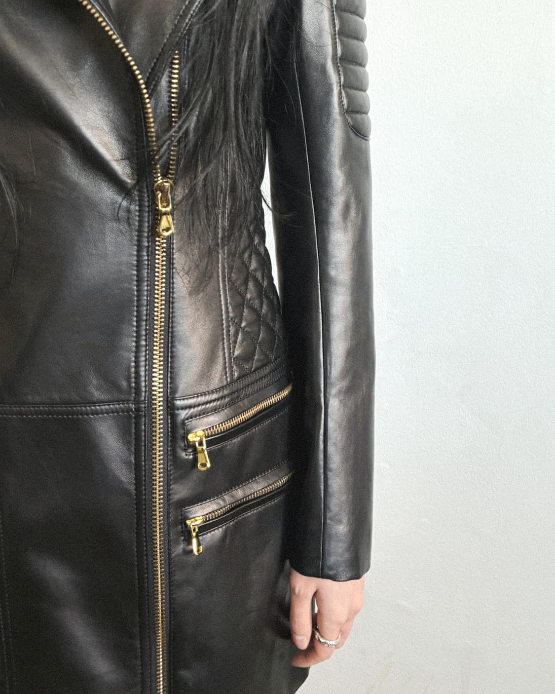 발망 라이더자켓 모티브 레더 미니 원피스 상품이미지4