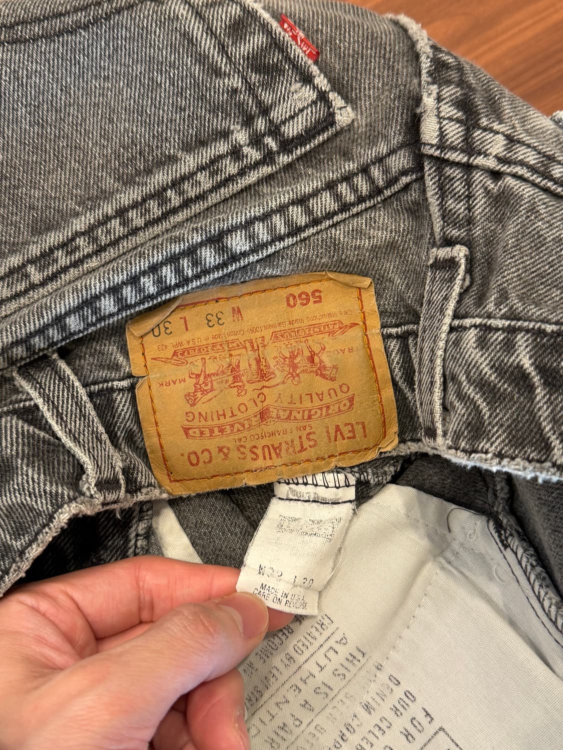 90s Levis 리바이스 560 흑청 컷오프 데님 쇼츠 (USA)) 상품이미지8