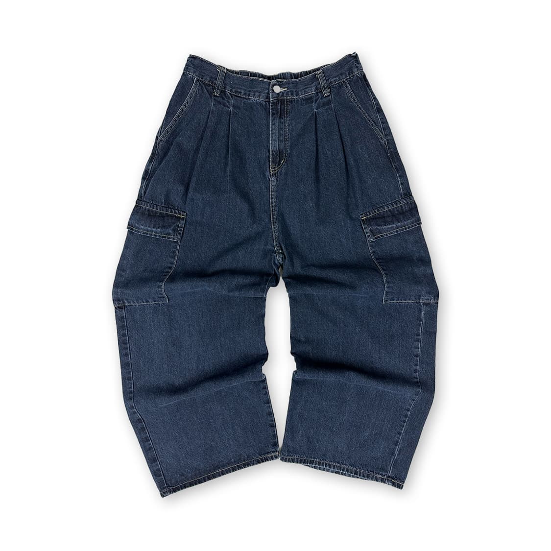 투턱 인디고 와이드 데님 카고 팬츠 상품이미지1