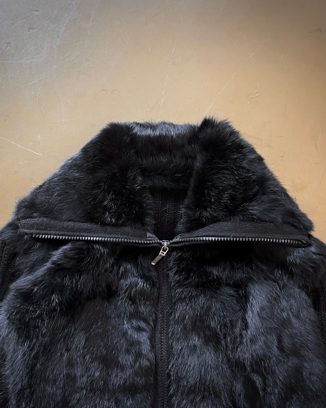 Rabbit Fur & Calf hair Knit Trim Zip-up 상품이미지5