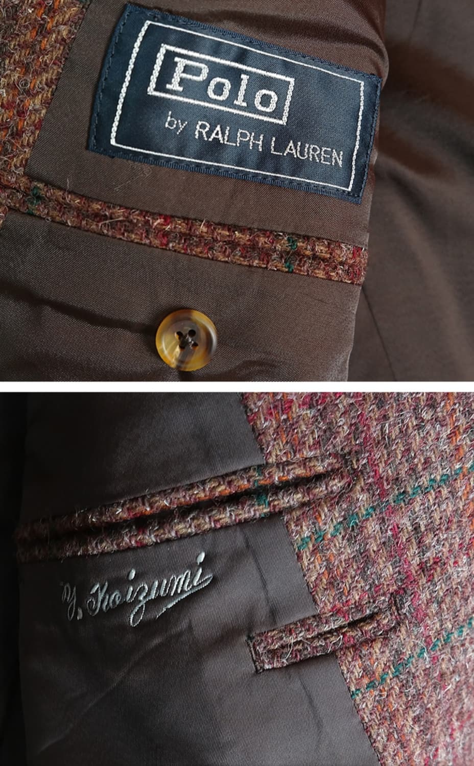 일본판 폴로랄프로렌 울100% 트위드 체크자켓 M 상품이미지8