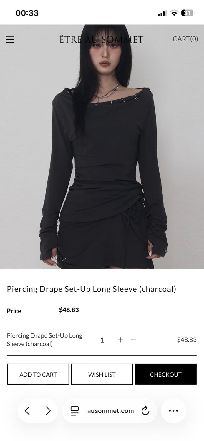  ÊTRE AU SOMMET Drape Set-Up Long Sleeve 상품이미지1