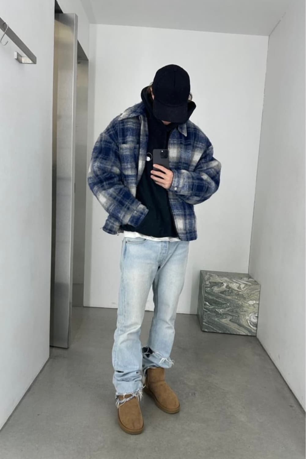 BLUE FLANNEL OVERSHIRT ZIP 플란넬 상품이미지1