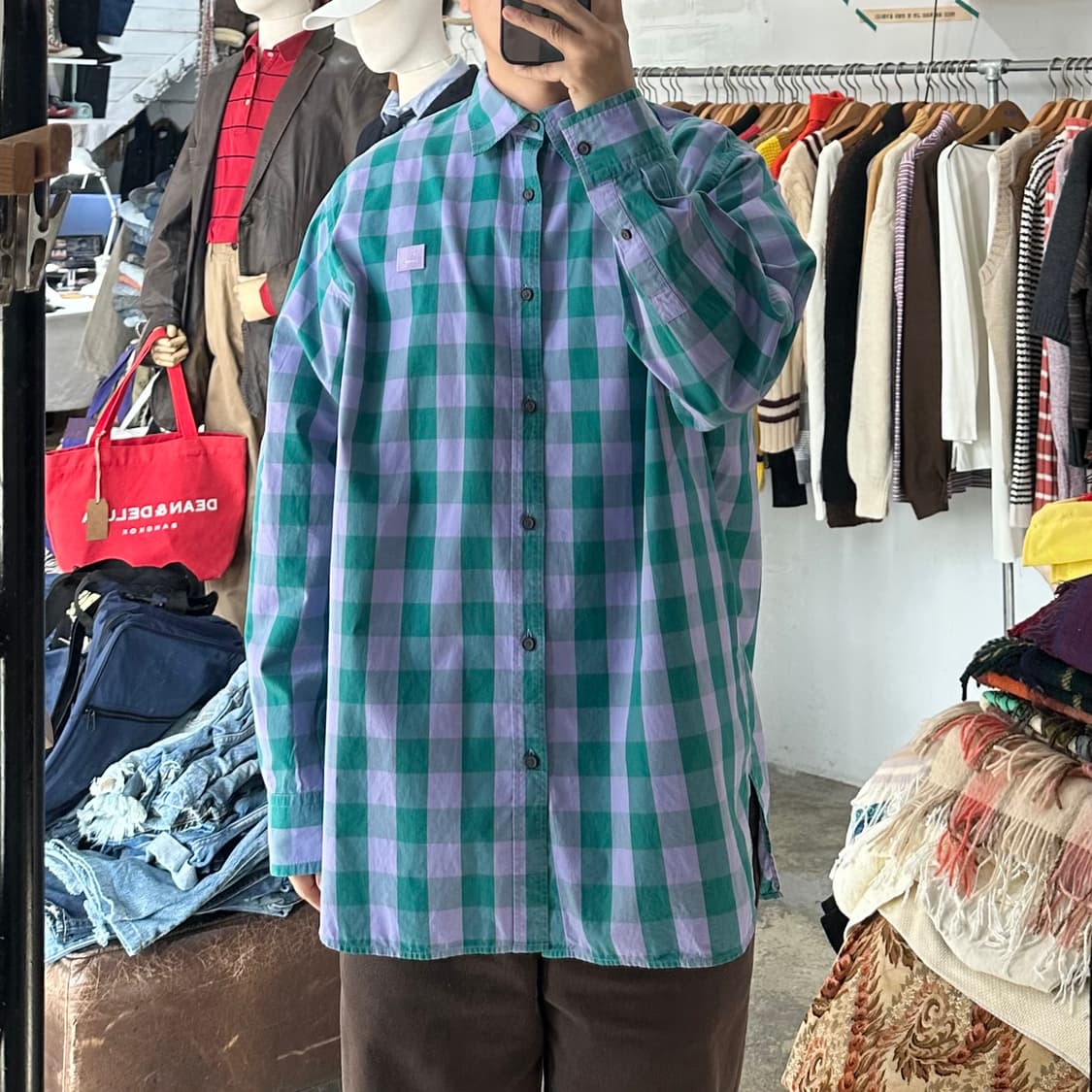 (착용컷) Acne Studios 사코 체크 셔츠 (남성용 105) 상품이미지4