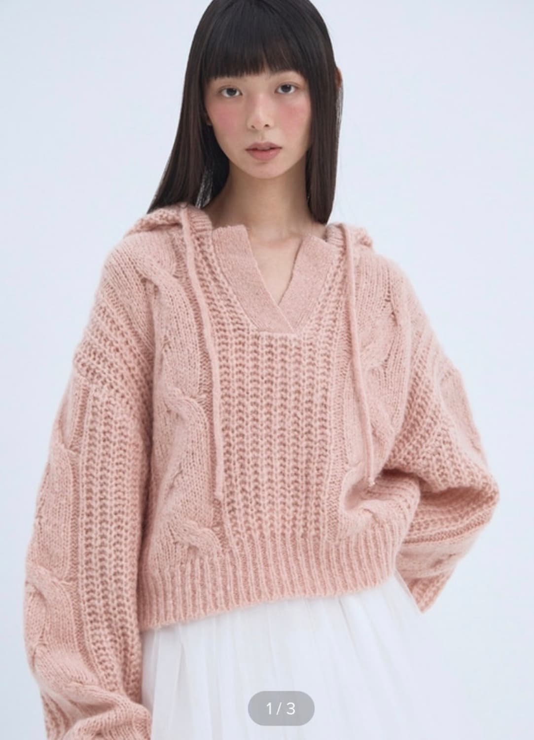 더티스 모헤어 후드 케이블니트 상품이미지1