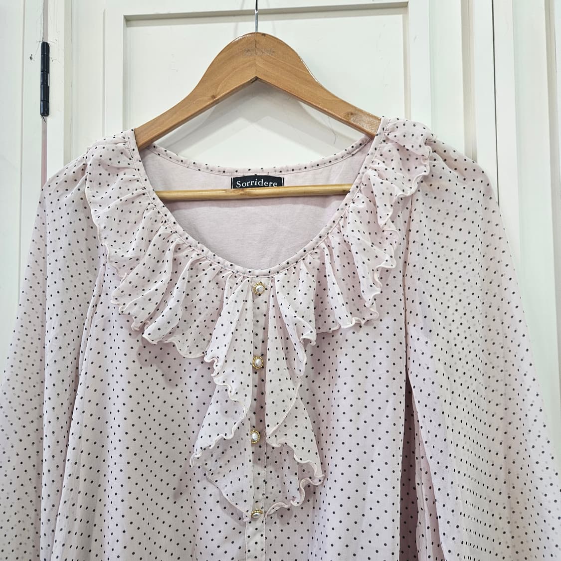도트 프릴 블라우스 상품이미지2