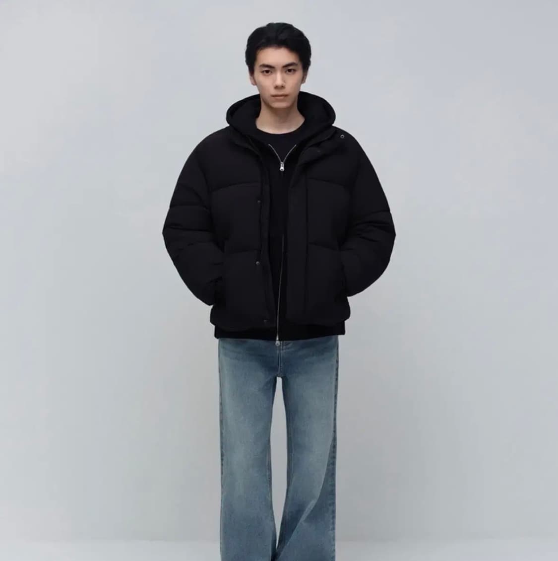 무신사 스탠다드 데일리 푸퍼 숏 패딩 재킷 블랙 L 상품이미지2