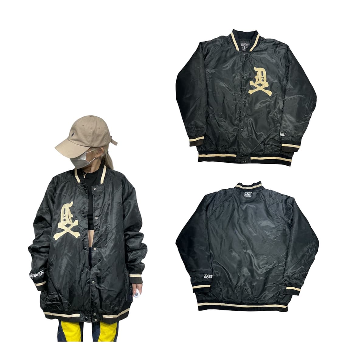 일본 빈티지 블랙 점퍼 빅 로고 자켓 XL 상품이미지1