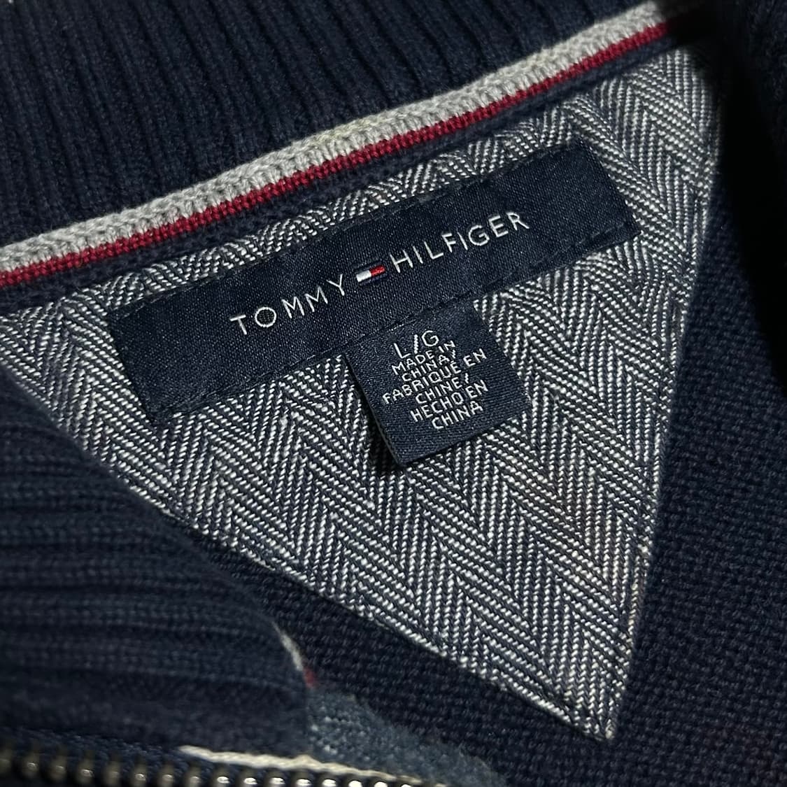 [L] Tommy 타미힐피거 네이비 반집업 코튼 니트 상품이미지4