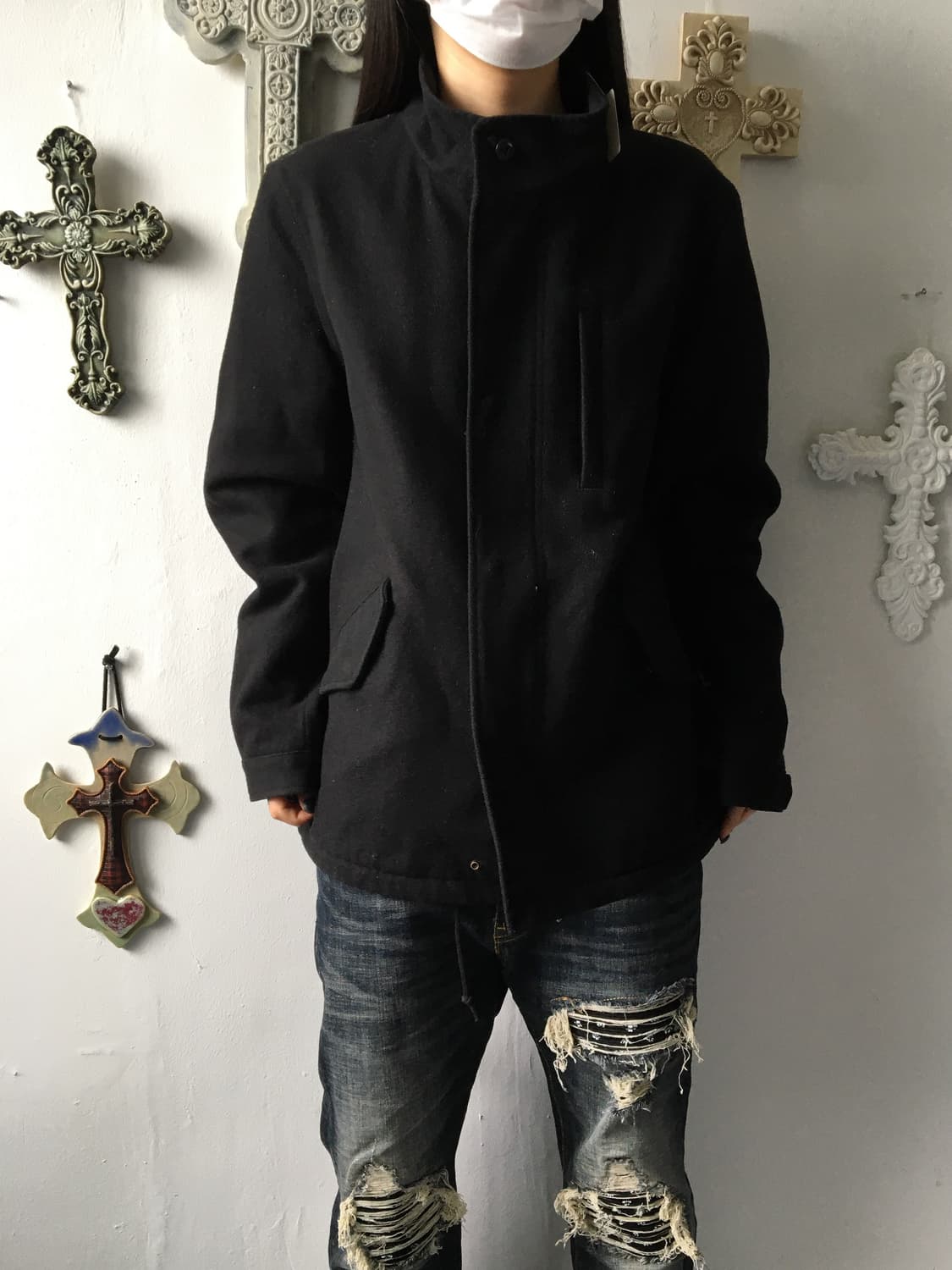 Woolen high neck coat 상품이미지8