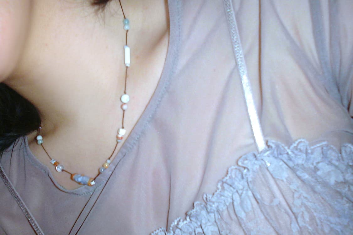 빈티지 비즈 목걸이 unique yellow necklace 상품이미지2