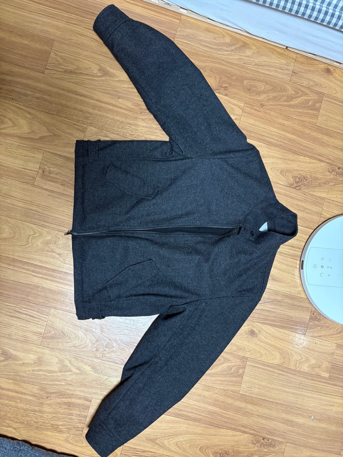 애습 울 블렌드 해링턴 패디드 자켓 딥 차콜 M사이즈 팝니다 상품이미지2