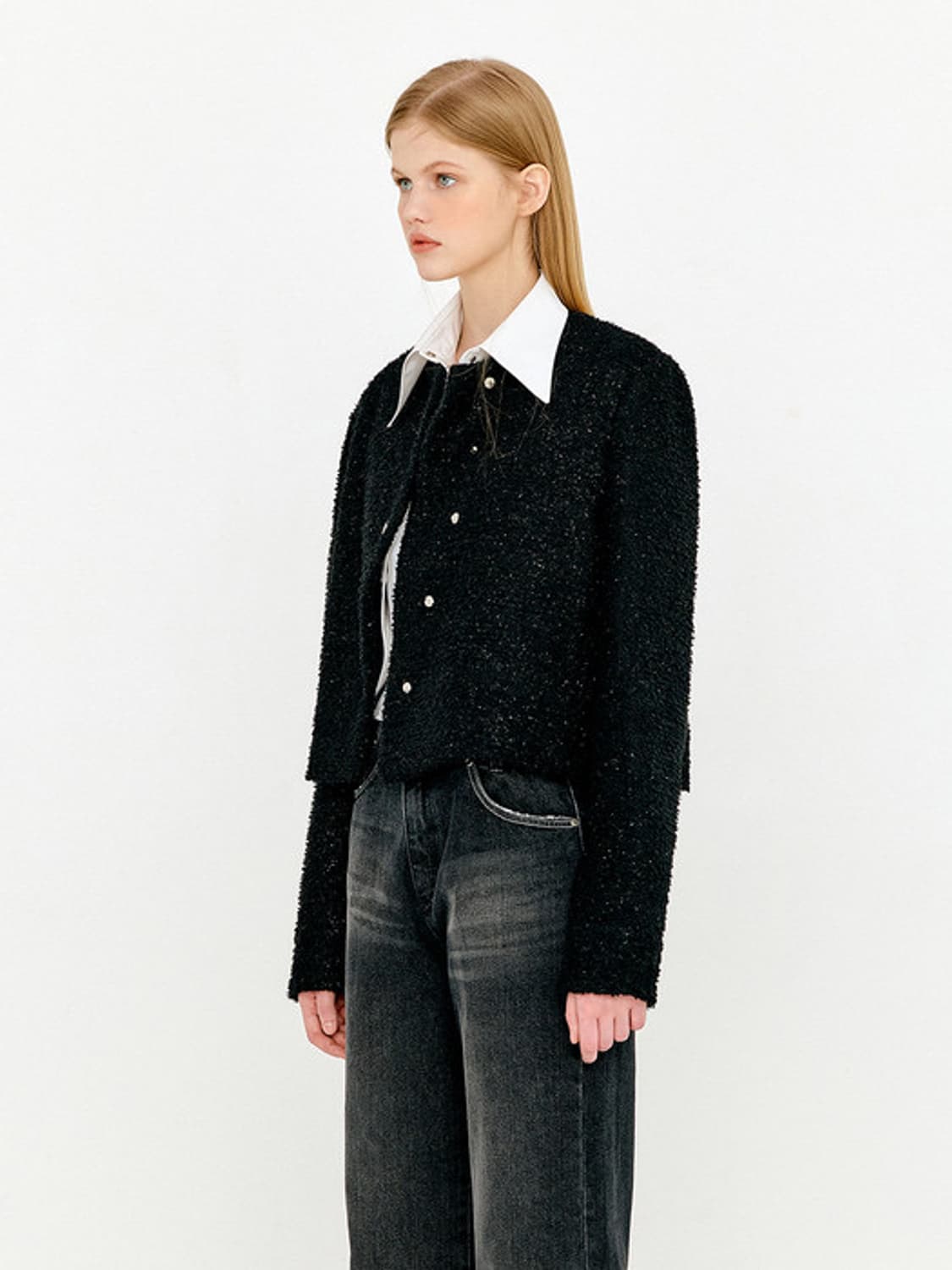 GLITTER WOOL BLENDED SHORT TWEED JACKET  상품이미지2