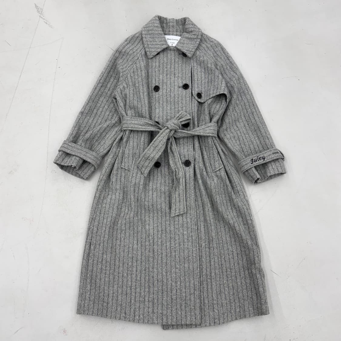 *새상품* 쥬시꾸뛰르 벨티드 스트라이프 트위드 코트 상품이미지2