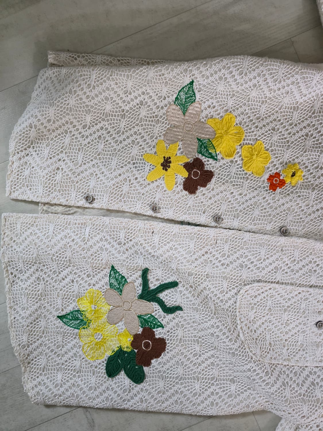 앤더슨벨 엠브로더리 플라워 자수 오픈카라 셔츠 L 상품이미지5