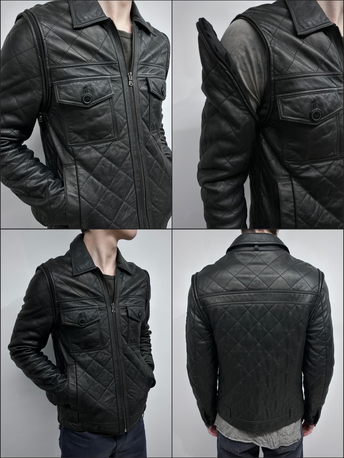 W.Dress Room 퀼티드 데터쳐블 레더 자켓 상품이미지1