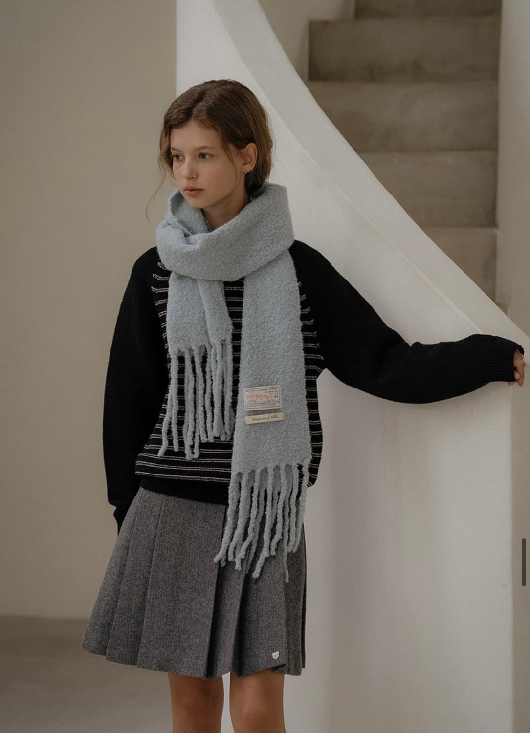 (새상품) 틸아이다이 램스울 스트라이프니트 상품이미지4