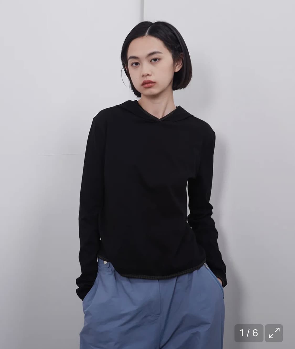 오헤시오 LONG HOODED T-SHIRT BLACK 상품이미지1