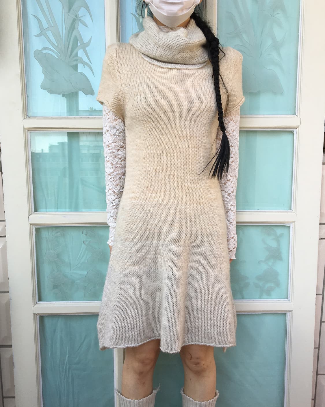 High neck knit onepiece 상품이미지1
