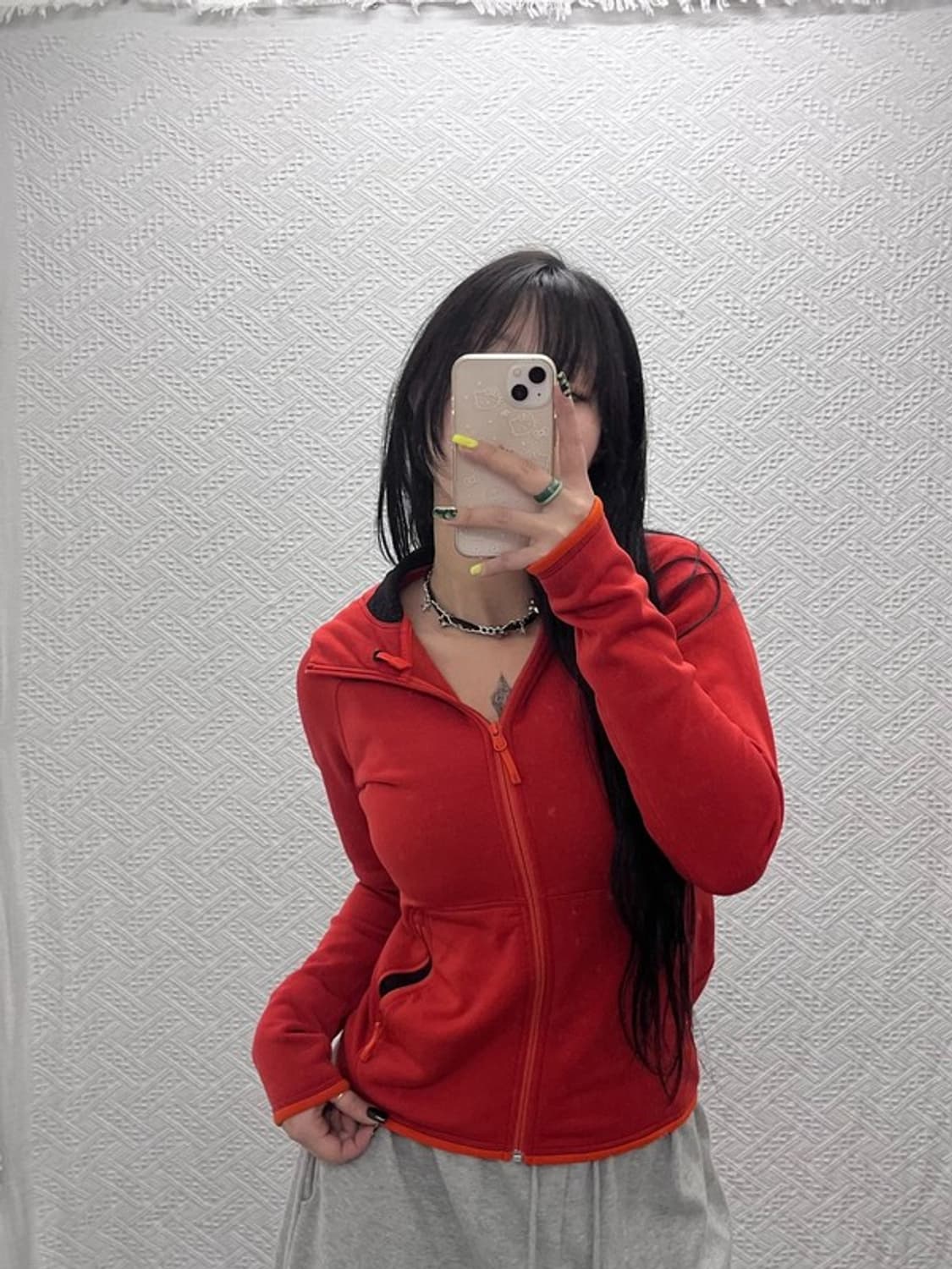 아크테릭스 우먼 Y2K 오렌지 러닝 기모 후드 져지 집업 S C07424 상품이미지1