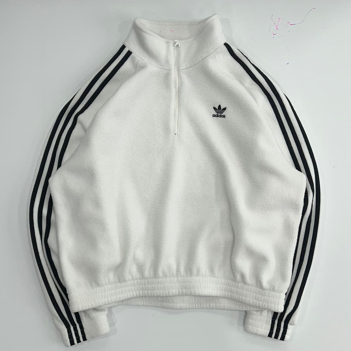 Adidas 아디다스 파이어버드 화이트 후리스 반집업 상품이미지3