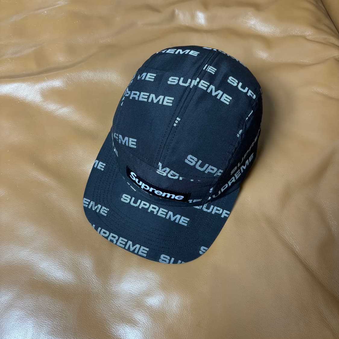 슈프림 캠프캡 모자 박스로고 자카드 로고 블랙 상품이미지4
