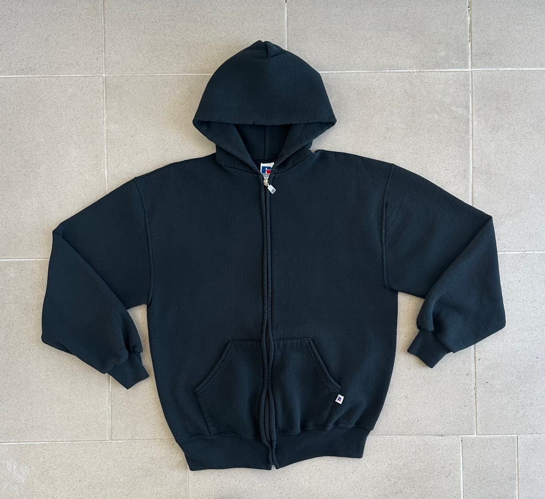 90s 빈티지 러셀 후드집업 블랙 L USA 상품이미지1