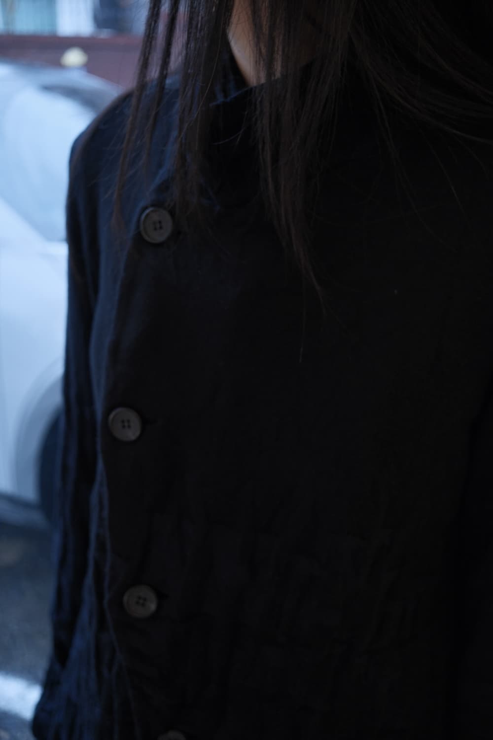 Lettering Jacquard wrinkled cardigan 상품이미지5