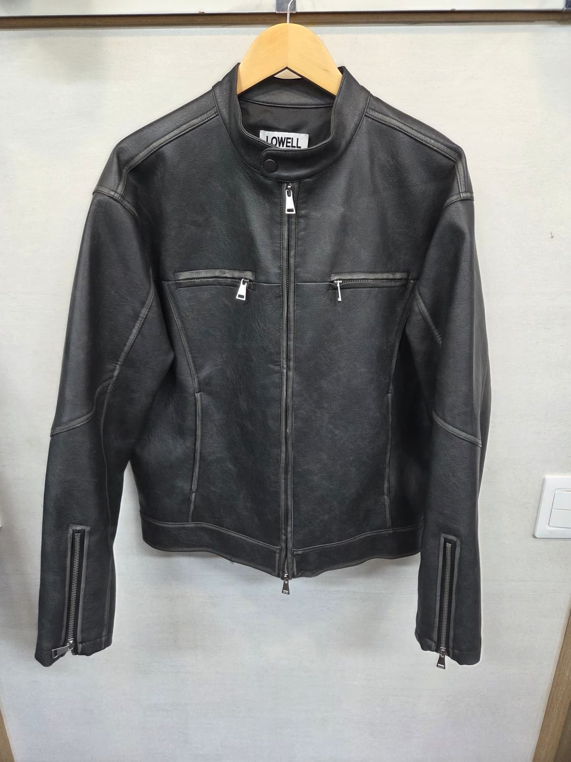 Lowell 빈티지워싱 레더 라이더자켓 대략 xl 상품이미지1