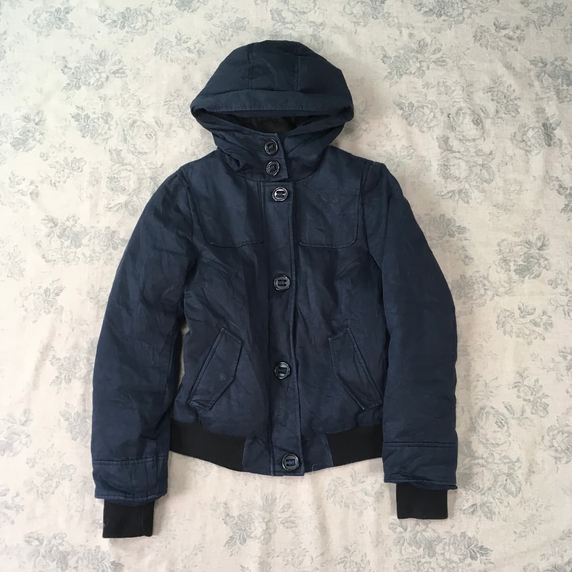 navy button hood down blouson 상품이미지1