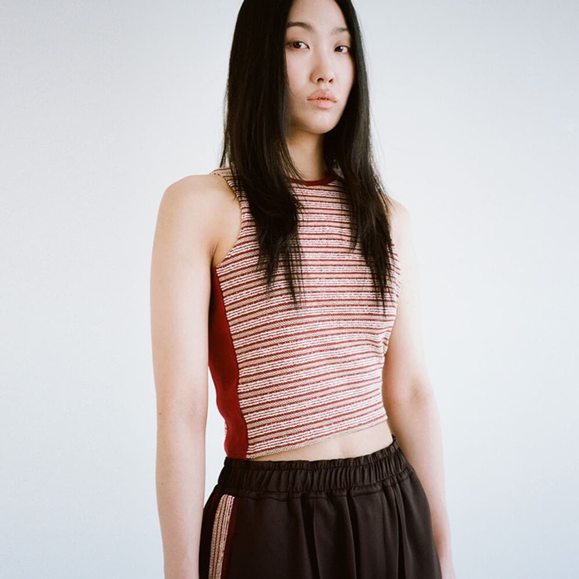 999humanity 자가드 슬리브리스 레드 (착샷ㅇ) 상품이미지5