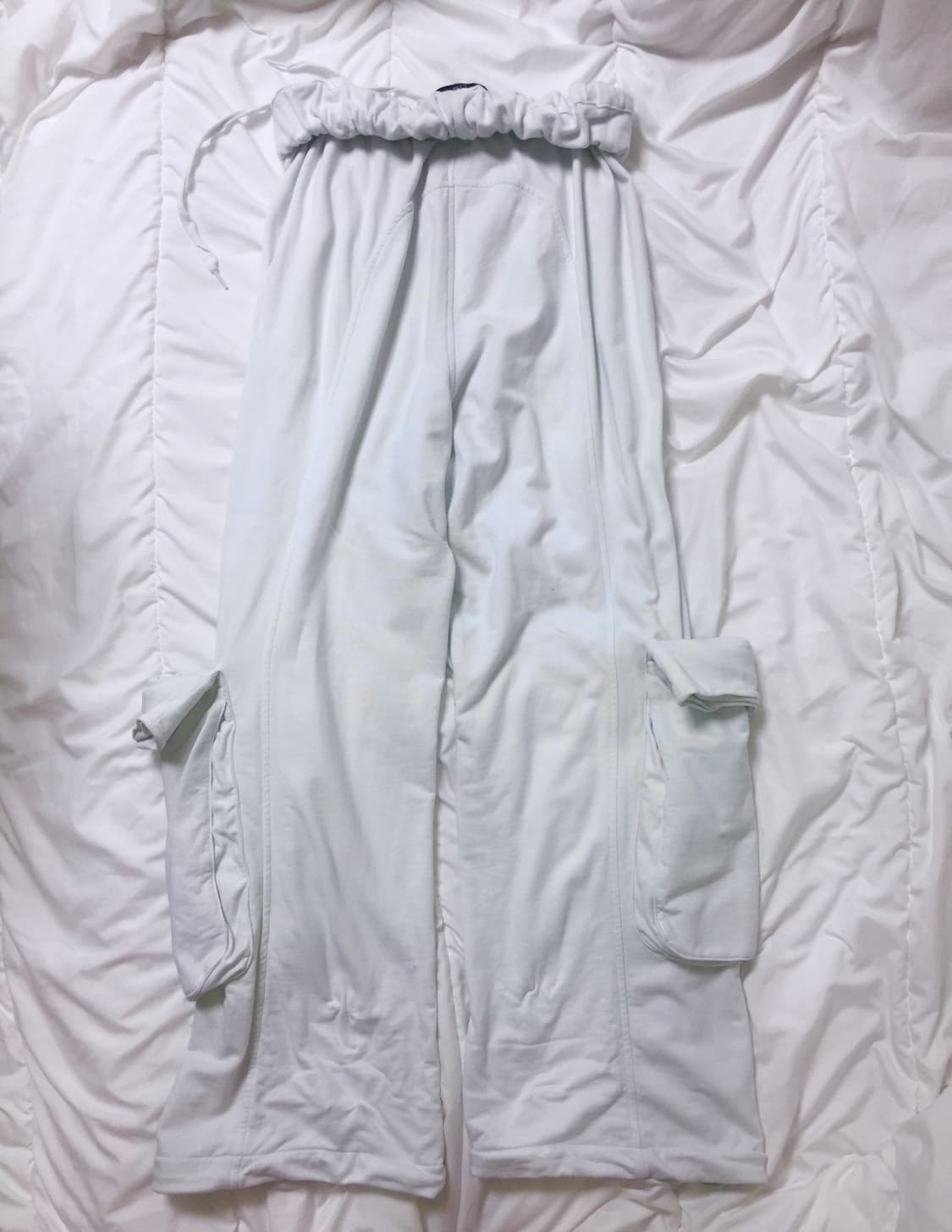 오픈와이와이 롤 웨이스트 스웻 카고 팬츠 민티화이트 상품이미지3